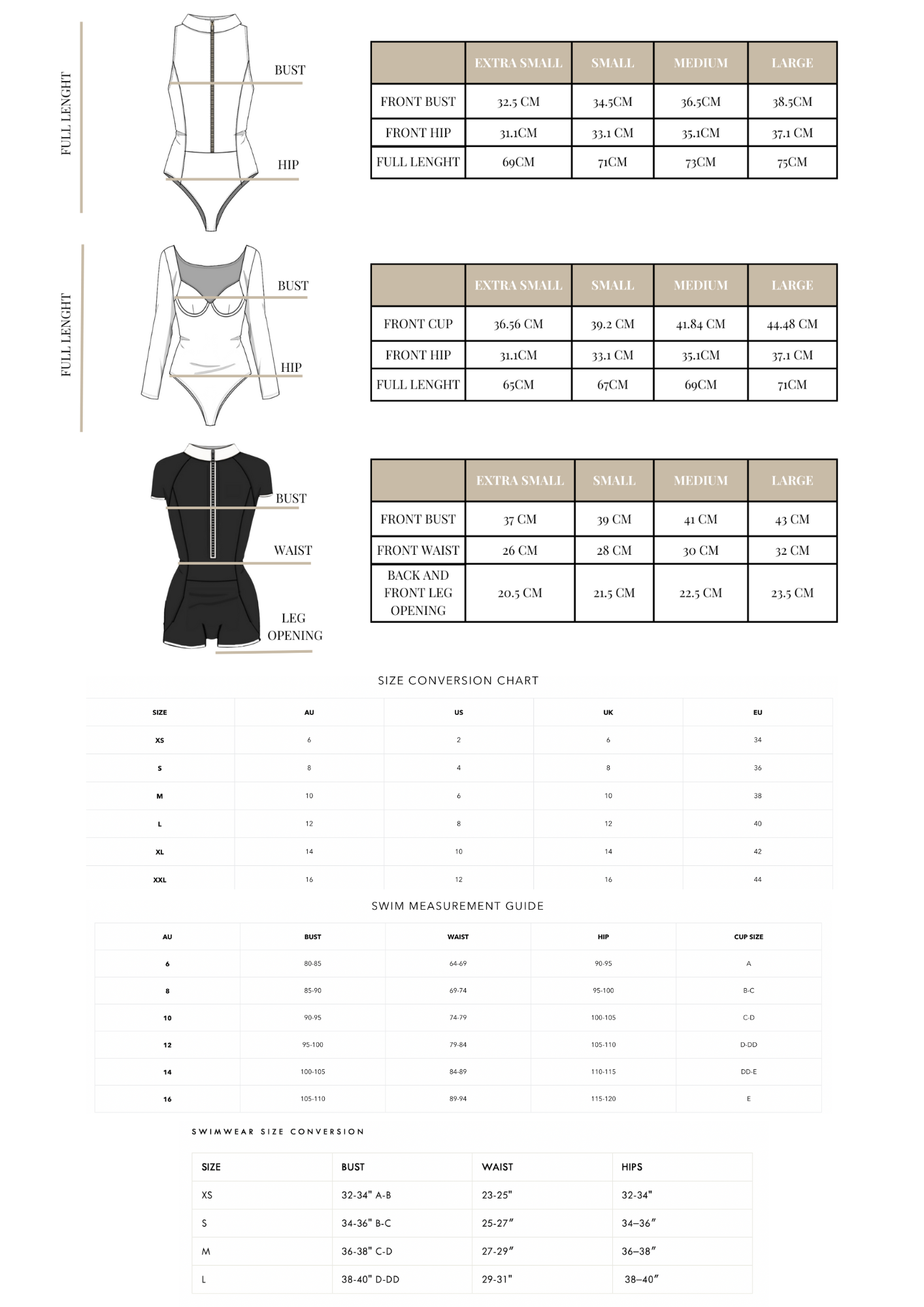 stinaレオタードtypeQ sizeS Fit Guide – STINA